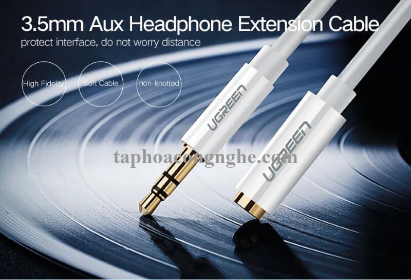 Ugreen 10746 0.5M màu Trắng Cáp âm thanh 3.5mm nối dài AV124 30010746